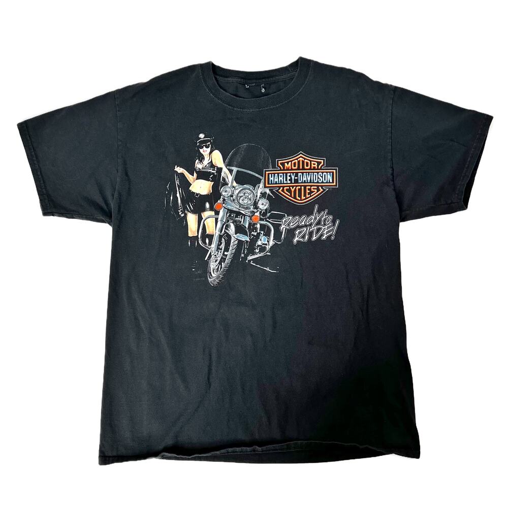 Harley-Davidson Ready to Ride Biker Babe Morgantown WV 2014 Graphic T-Shirt L
